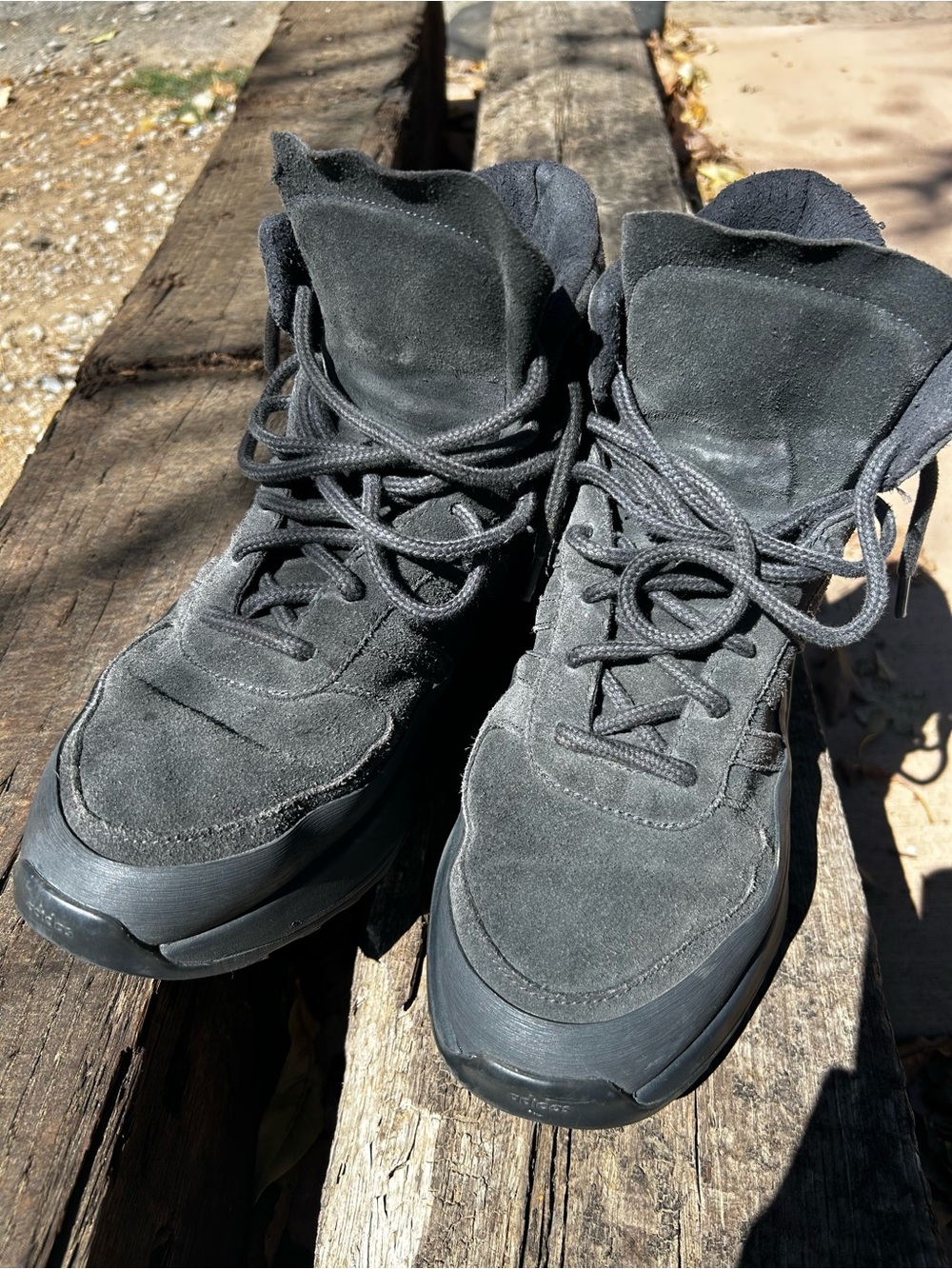 Adidas (Fear Of God) Men's Black Suede Lace-Up Boots